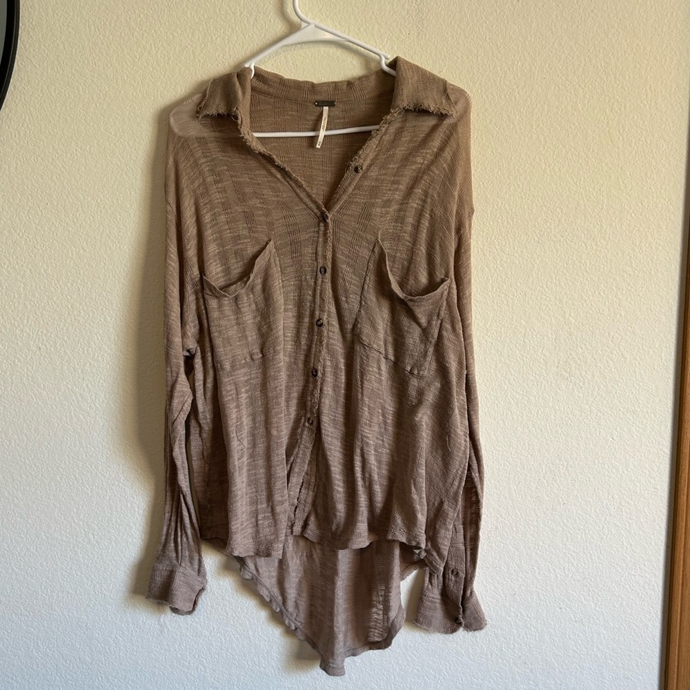 Free People Brown Button Down Shirt